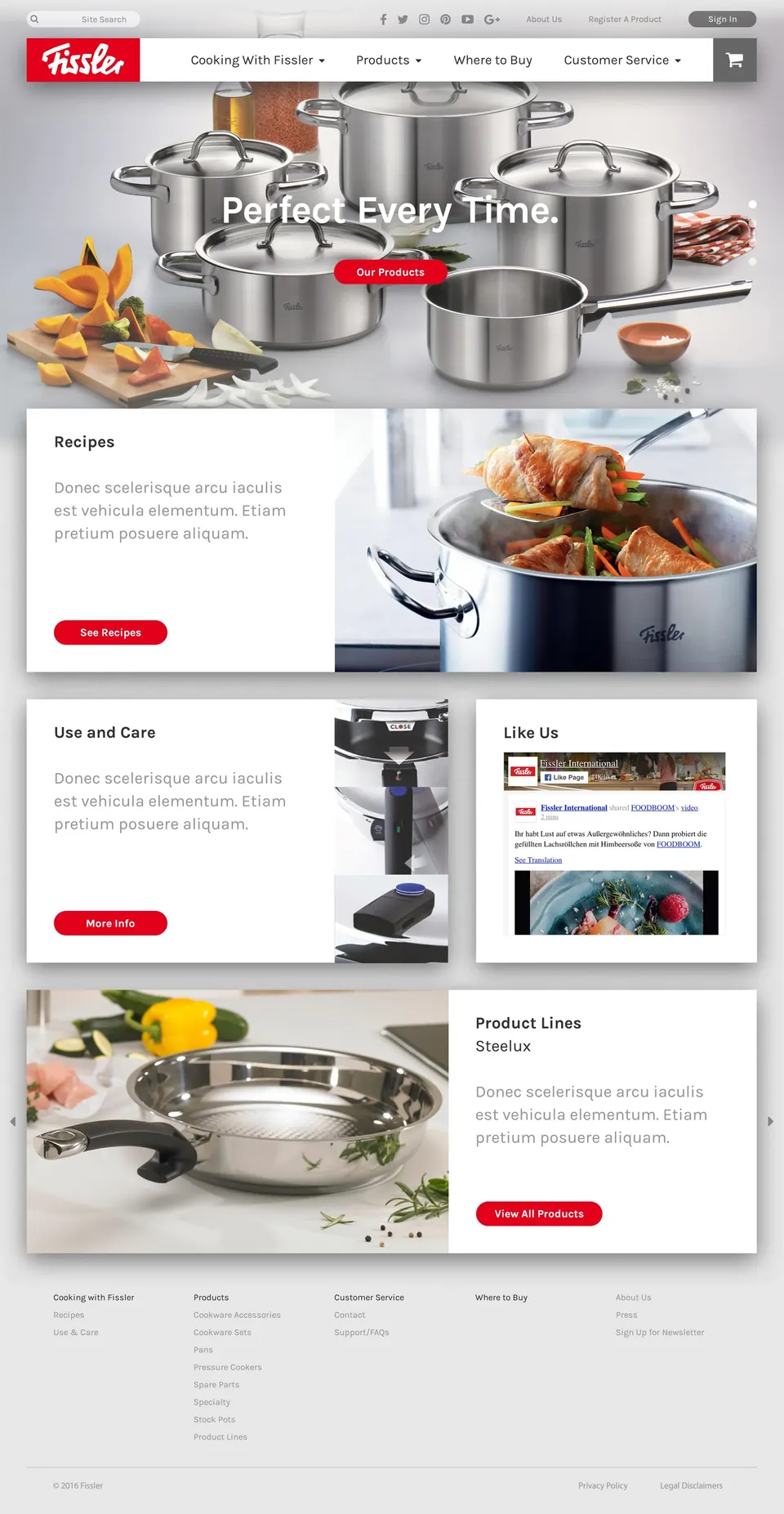 Fissler homepage design